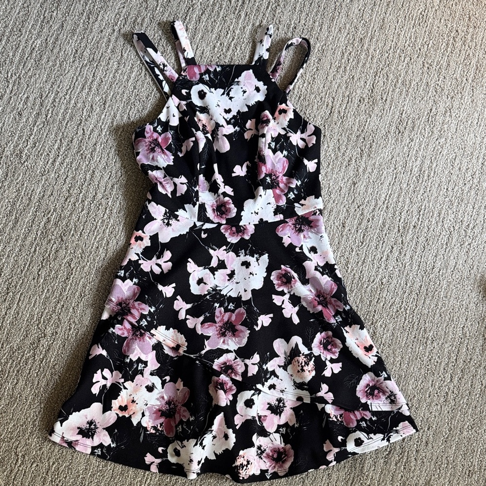 Speechless Black and Pink Floral Formal Dress
